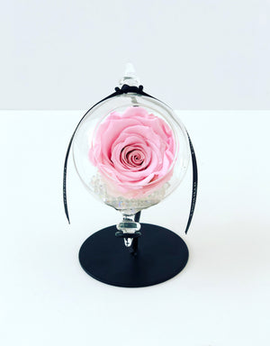 Rose globe: a single preserved rose in a glass orb Lindfield & Co